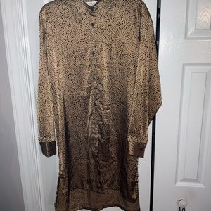 Brown and black button up dress